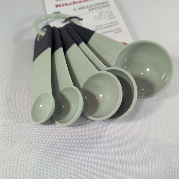 KitchenAid 5 Measuring Spoons KE057OHPICAN Green Black NEW TSP TBSP 1/4 1/2 - Picture 2 of 11